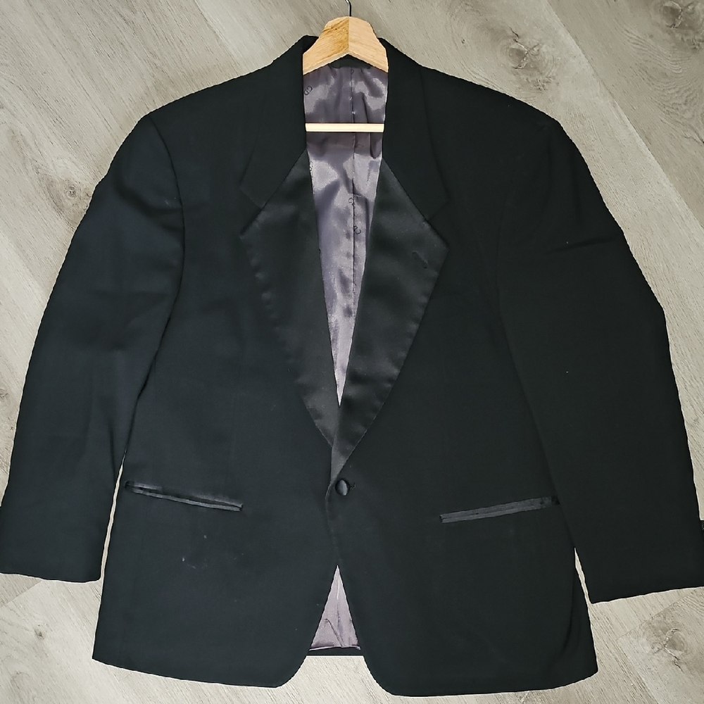 Vintage Dior Black Satin-Lapel Tuxedo Jacket